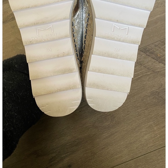 Marc Fisher LTD Pella Espadrille Platform Sandal Metallic Silver 7 - Picture 6 of 8